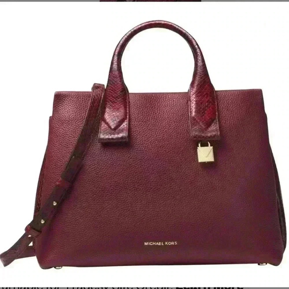 MICHAEL KORS Large Rollins Oxblood Leather Satchel - Picture 1 of 14